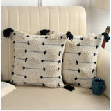Handcrafted black cotton pit loom cushion cover pack of 2, perfect for Bohemian couch decor