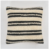 Handcrafted black & cream cotton striped cushion cover set for boho chic couch, multipurpose 16x16 inch pack of 2