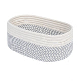 Cotton Oval Storage Rope Woven Baskets Pack of 1 (Grey White)