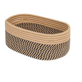 Cotton Oval Storage Rope Woven Baskets Pack of 1 (Beige Black)