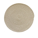 Cotton Dining Table Round Placemat Mats Set of 4 (Beige White)