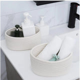 Cotton Storage Rope Woven Baskets Pack of 2 (White)
