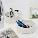 Cotton Storage Rope Woven Baskets Pack of 2 (White)