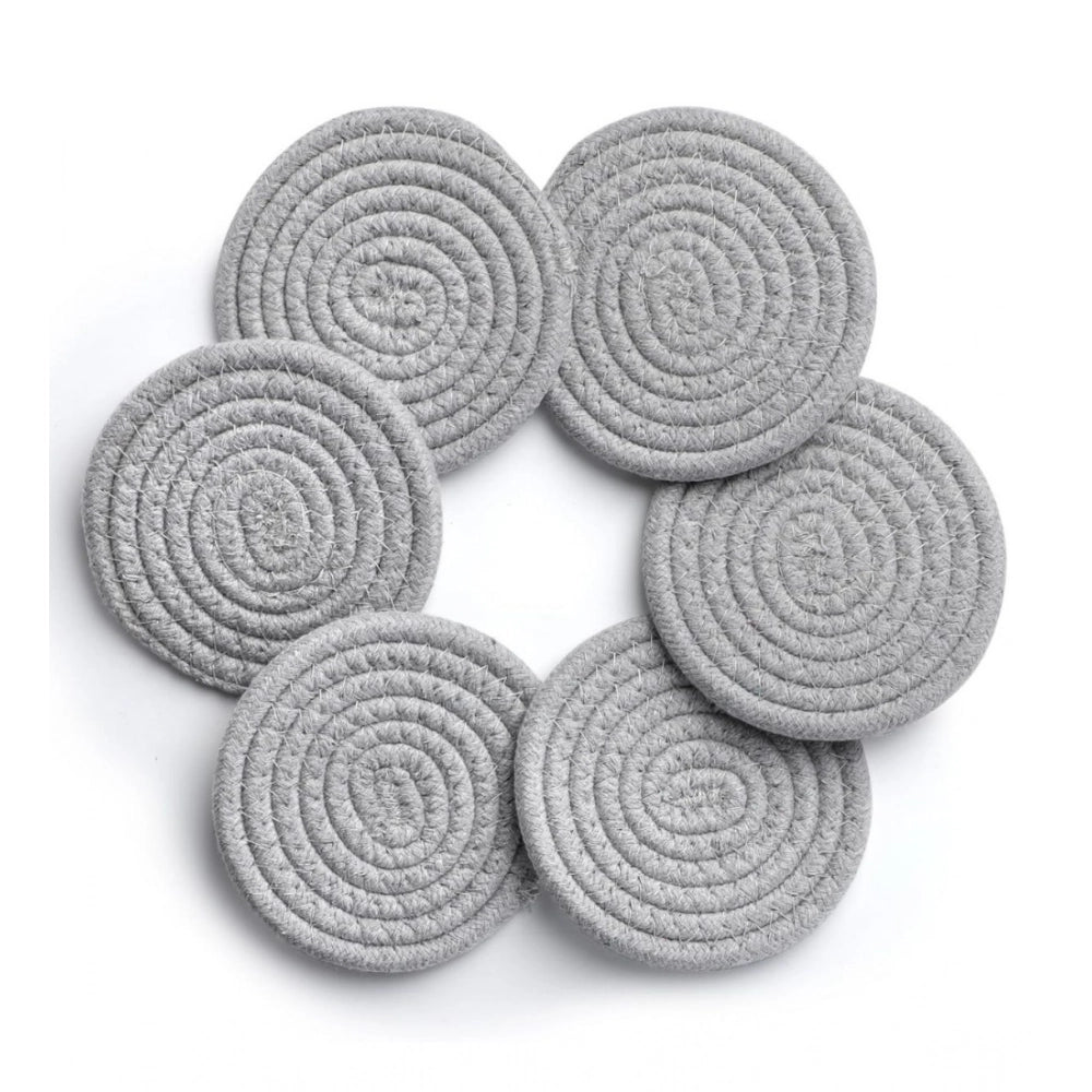Cotton Rope Drink Coasters 6 Pcs Set (Grey)