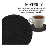 Black cotton rope drink coasters set, durable and stylish for tea and coffee