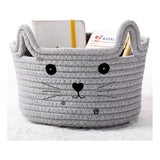 Cotton Small Cat With Face Basket Pack of 1 (Grey)