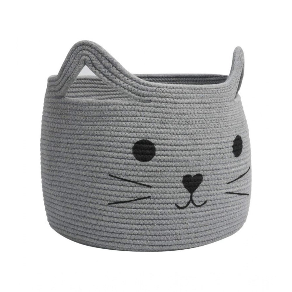 Cotton Large Storage Cat Basket 15x11 Inch Pack of 1 (Grey)