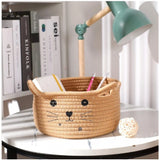 Cotton Small Cat With Face Basket Pack of 1 (Beige)