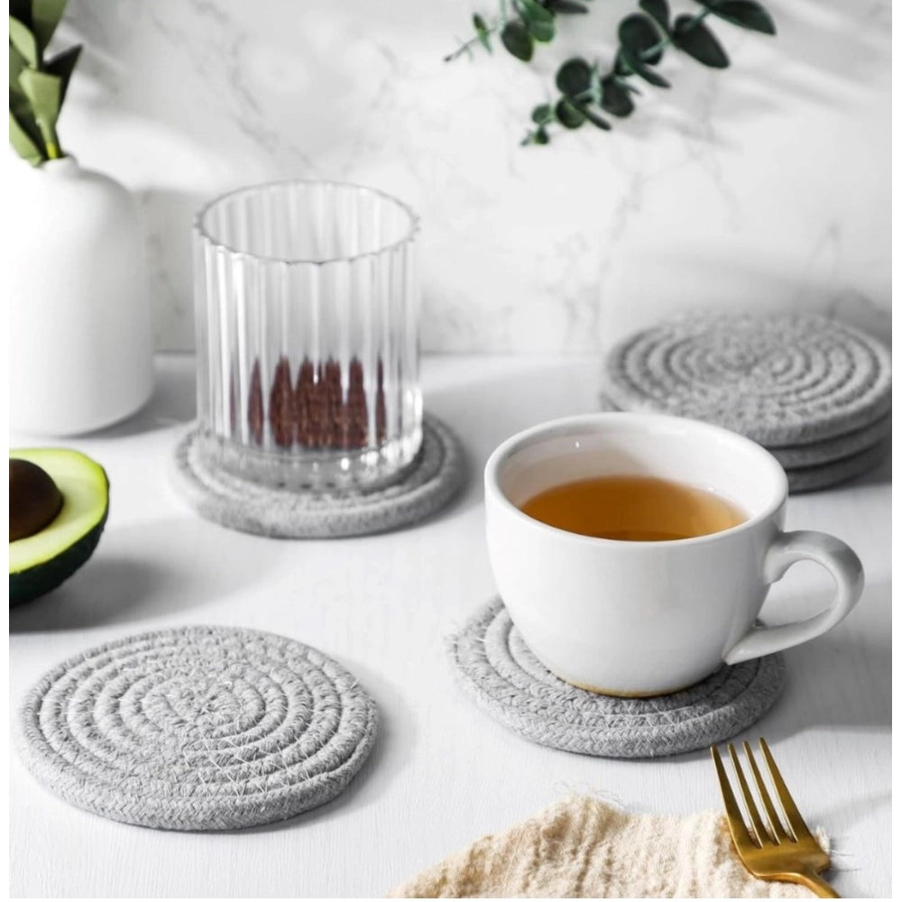 Grey cotton rope drink coasters set of 6