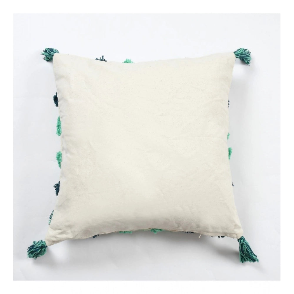 Green cotton tufted sofa pillow covers - pack of 2 for living room seating
