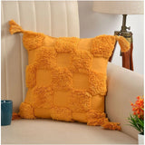 Yellow cotton tufted sofa pillow cover pack of 2, perfect for living room decor