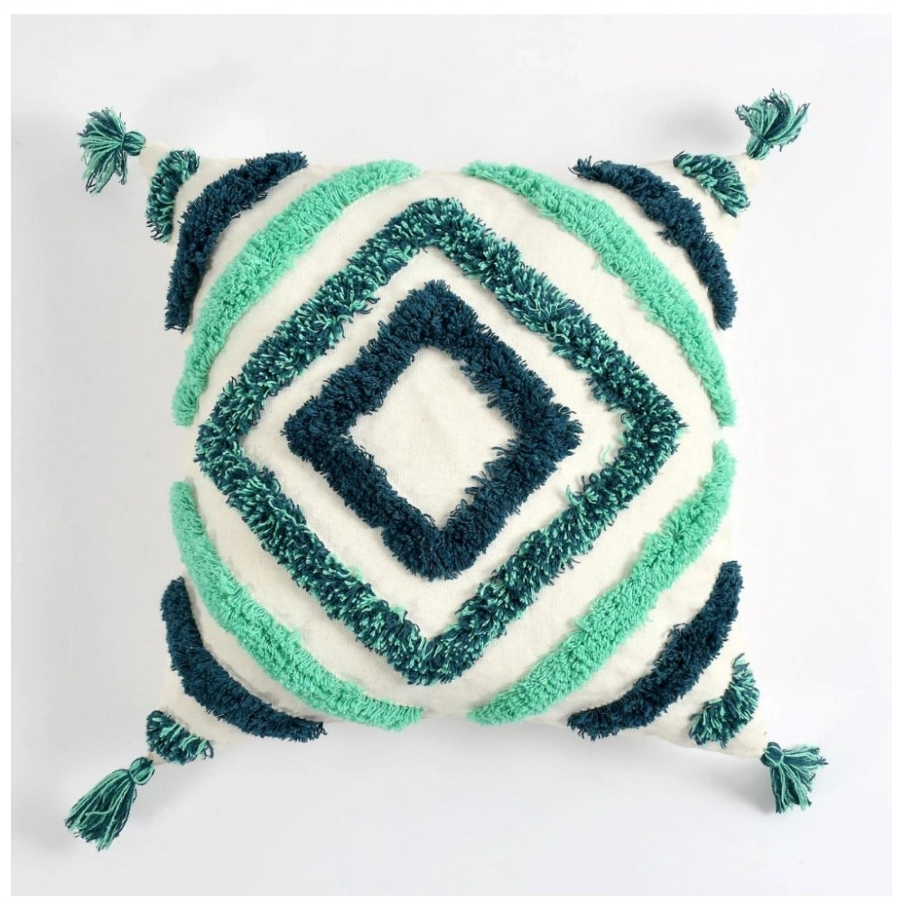 Green cotton tufted sofa pillow cover set of 2, ideal for living room decor