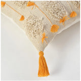 Yellow cotton handcrafted pit loom cushion cover set, boho-chic for living room or couch