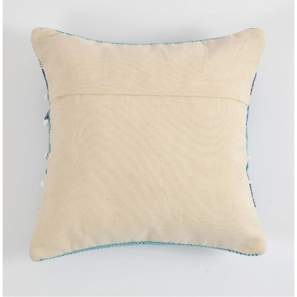 Blue cotton pit loom bohemian couch cushion cover pack of 2 (16x16 inch)