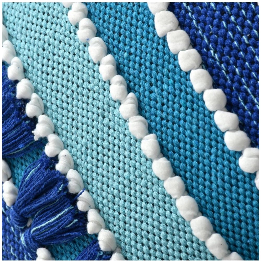 Blue cotton pit loom boho couch cushion cover set (2 pack)