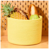 Cotton Round Small Storage Basket 9x7 Inch Pack of 1 (Yellow)