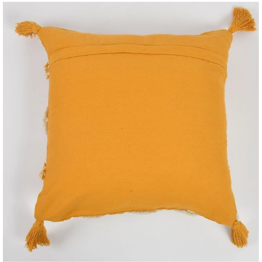 Yellow white cotton tufted sofa pillow cover pack of 2, multipurpose for living room seating