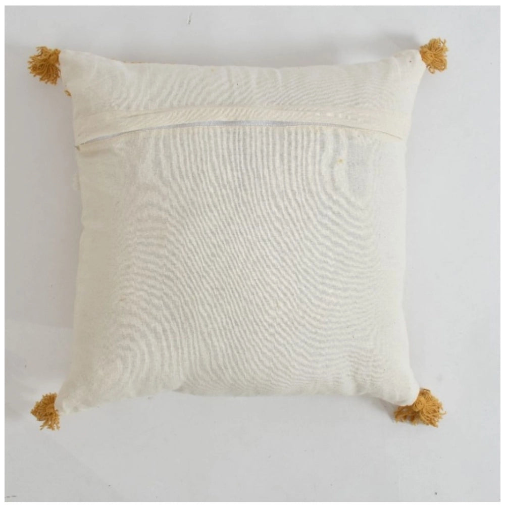Yellow cotton tufted sofa pillow cover pack of 2, ideal for living room seating