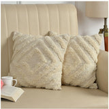 Off-white cotton tufted sofa pillow cover set of 2, ideal for living room upholstery