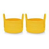 Cotton Round Storage Rope Woven Baskets Pack of 2 (Yellow)
