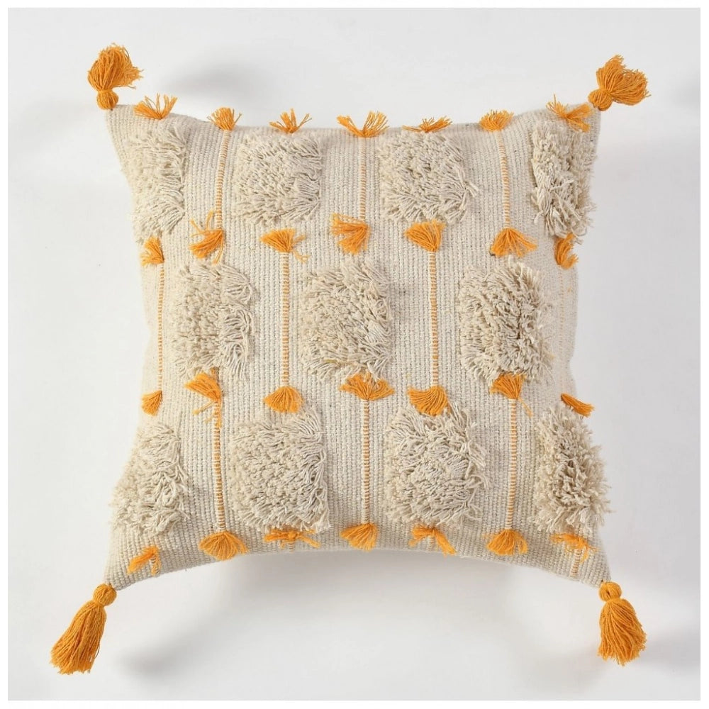 Yellow cotton pit loom cushion covers, boho chic for couch, pack of 2