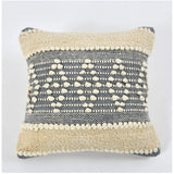 Grey cream cotton diamond handcrafted pit loom cushion cover, pack of 2 for bohemian couch decor