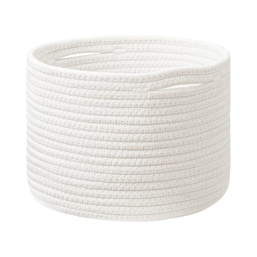 Cotton Storage Rope Woven Baskets 9x7 Inch Pack of 1 (White)