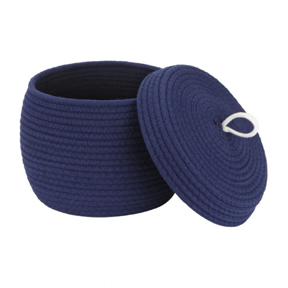 Cotton Bear Shaped Storage Matka Basket With Lid Pack of 1 (Blue)