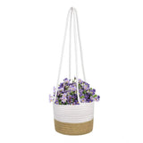 Cotton Hanging Planter Flower Basket Pack of 1 (Beige White)