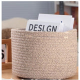 Cotton Round Small Storage Basket 9x7 Inch Pack of 1 (Brown)