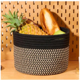 Cotton Round Small Storage Basket 9x7 Inch Pack of 1 (Beige)