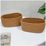 Cotton Storage Rope Woven Baskets Pack of 2 (Beige)