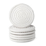 White cotton rope drink coasters set, durable and stylish for tea and coffee mugs