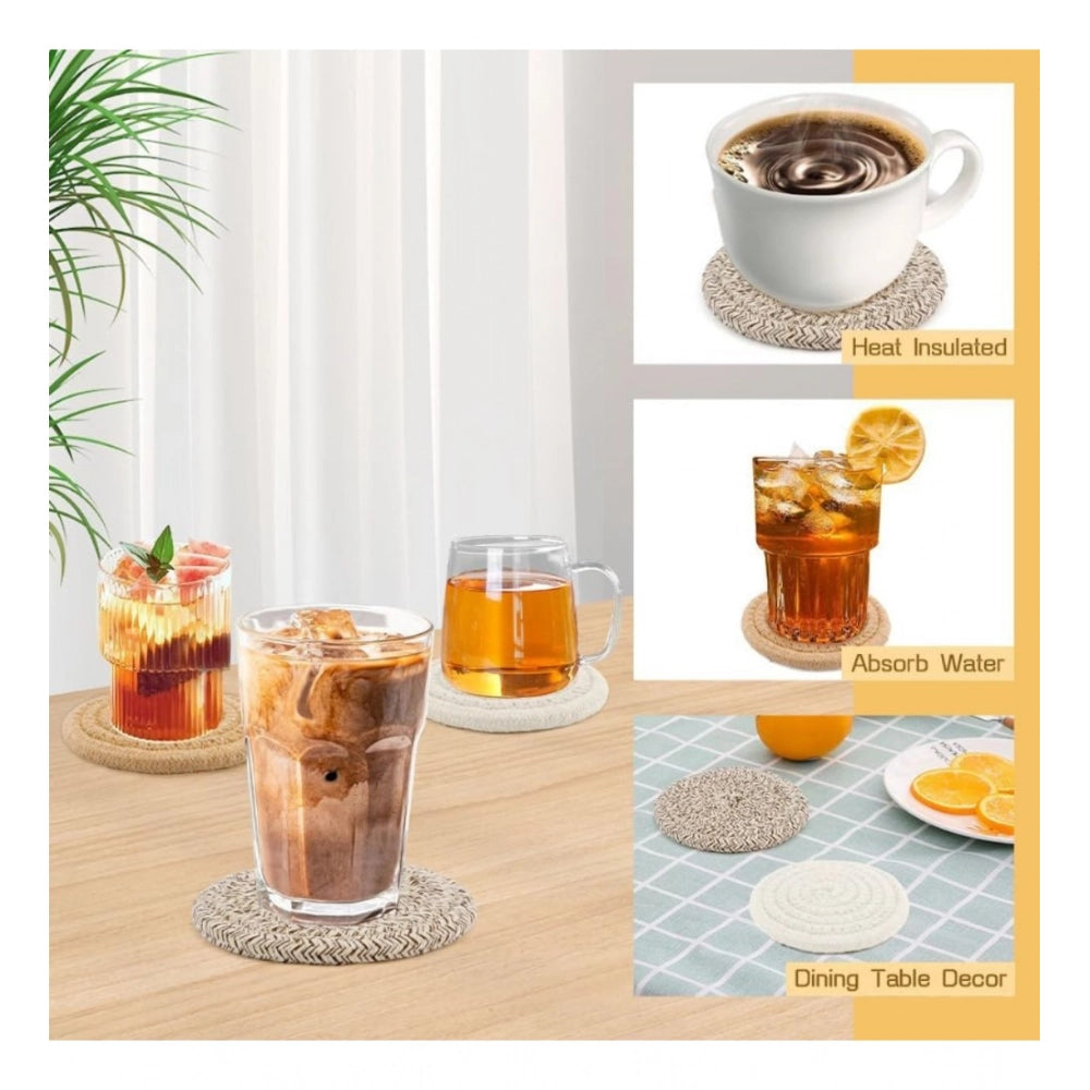 Mix cotton rope drink coasters set (6 pcs), versatile for tea, coffee, cups, and mugs