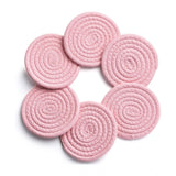 Cotton rope pink drink coaster set, stylish 6-piece set for tea and coffee cups