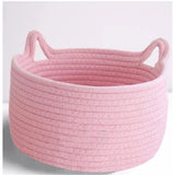 Cotton Plain Cat Basket 9x5 Inch Pack of 1 (Pink)