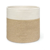 Cotton Large Woven Storage Basket 11x11 Inch Pack of 1 (Beige White)