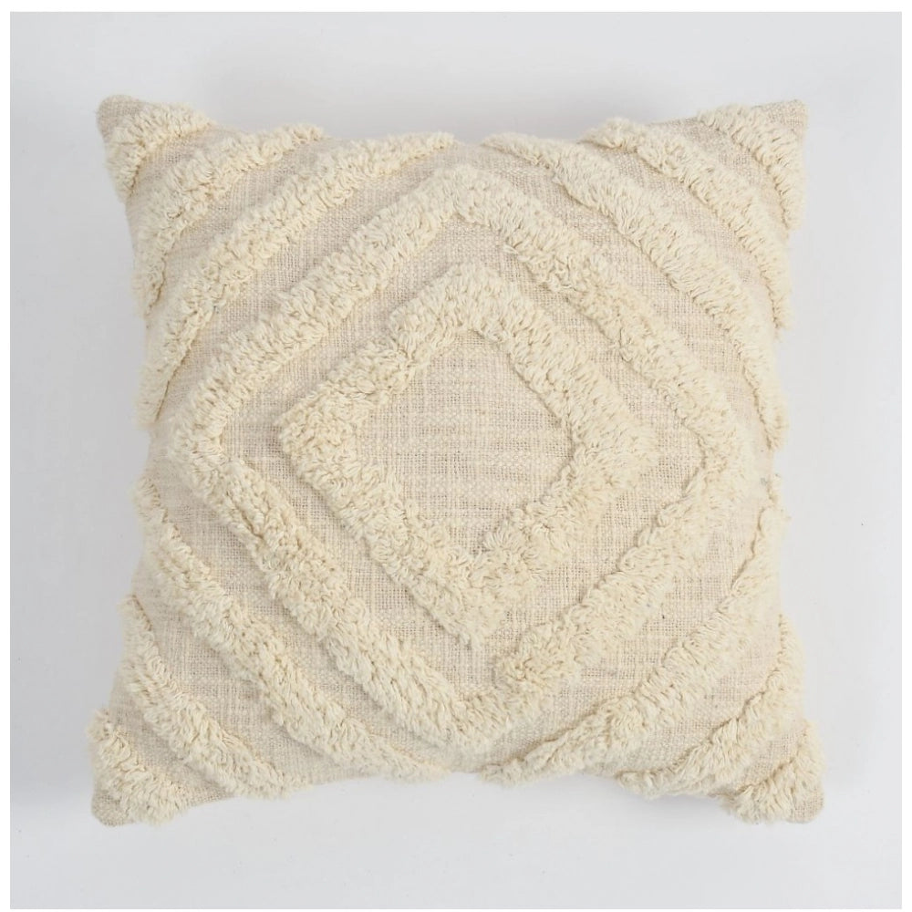 Off-white cotton tufted sofa pillow cover pack of 2, perfect for living room decor