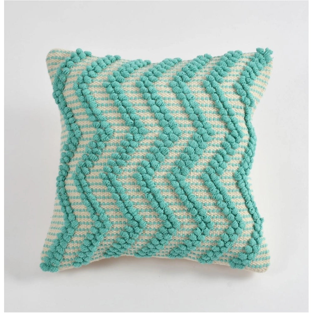 Sea green cotton pit loom cushion covers, pack of 2 for bohemian couch decor