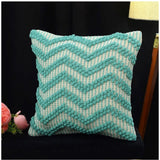 Sea Green cotton pit loom boho cushion cover set, pack of 2 (16x16 inch)