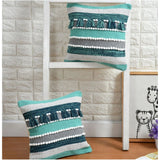Handcrafted green cotton cushion covers, 16x16 inch pack of 2 for Bohemian couch decor