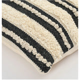 Handcrafted black and cream striped cotton cushion covers for boho couch, set of 2