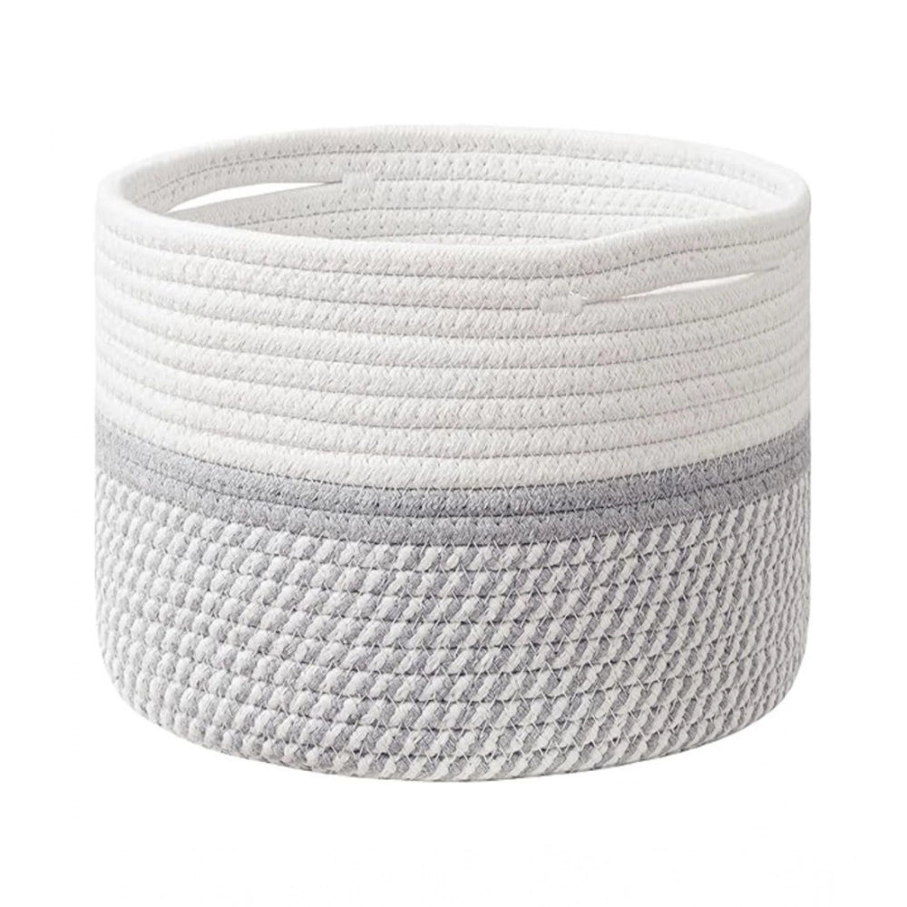 Cotton Storage Rope Woven Baskets 9x7 Inch Pack of 1 (Grey)