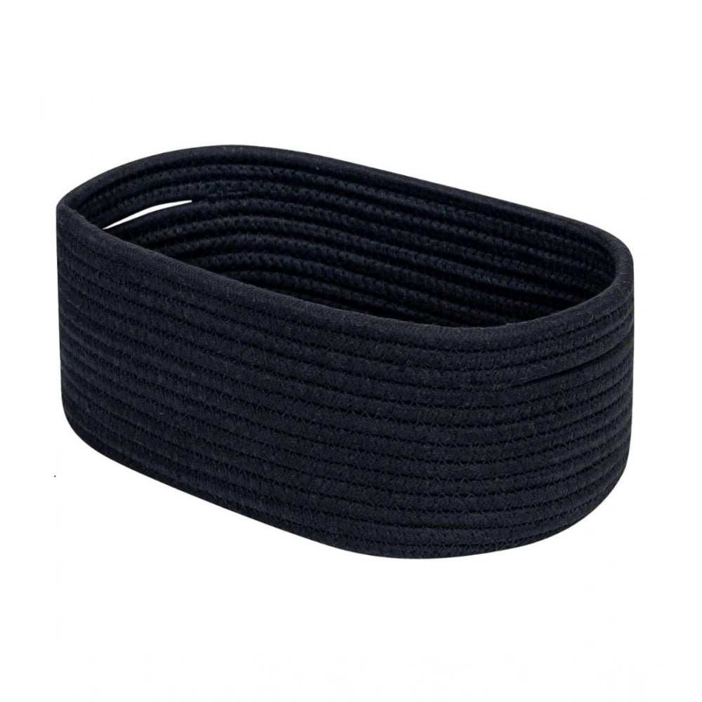 Cotton Oval Storage Rope Woven Baskets Pack of 1 (Black)