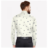 Men's Casual Viscose Rayon Printed Full Sleeve Collar Shirt (Cream)