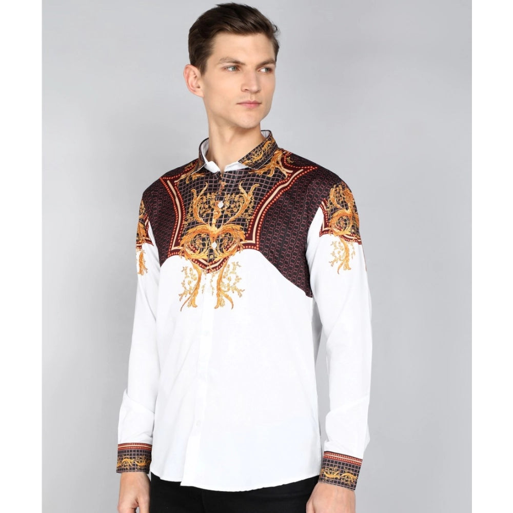 Men's Casual Viscose Rayon Embroidered Full Sleeve Collar Shirt (Multicolor)
