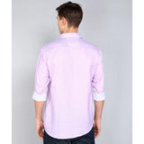 Men's Casual Viscose Rayon Checkered Full Sleeve Collar Shirt (Purple-White)