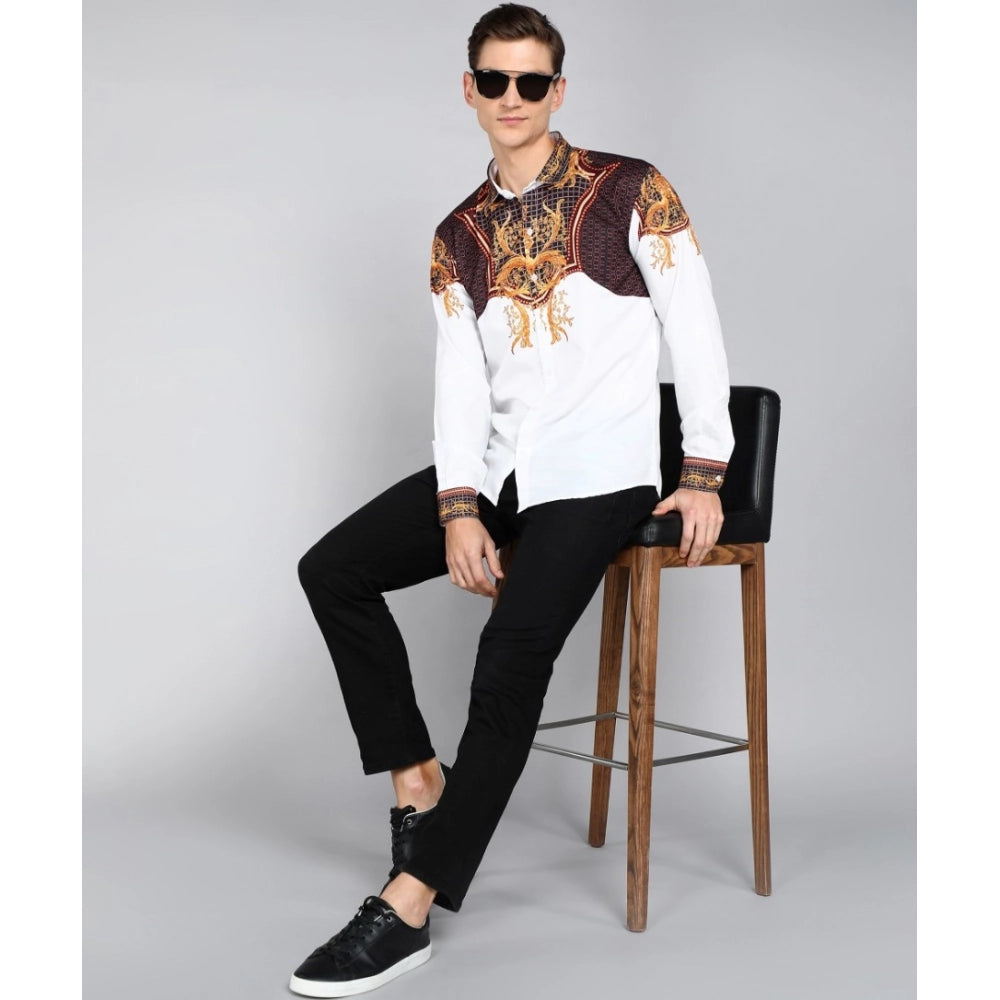 Men's Casual Viscose Rayon Embroidered Full Sleeve Collar Shirt (Multicolor)