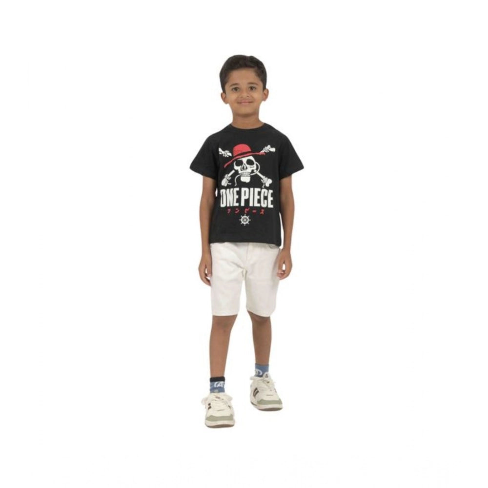 Multi-colored cotton boy's short sleeve t-shirts (pack of 3), printed neck crew neck style