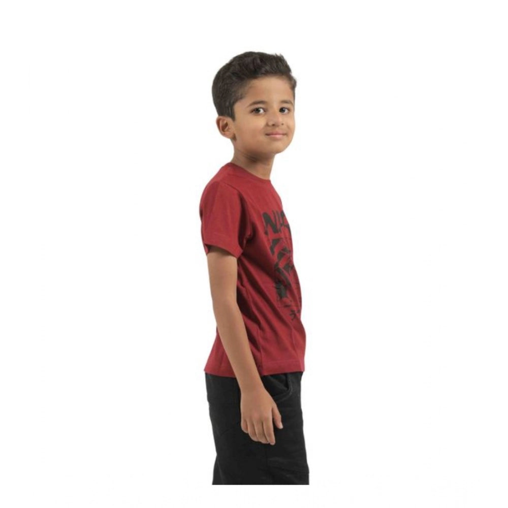 Multicolor pack of 3 boy's cotton printed short sleeve T-shirts, crew neck style